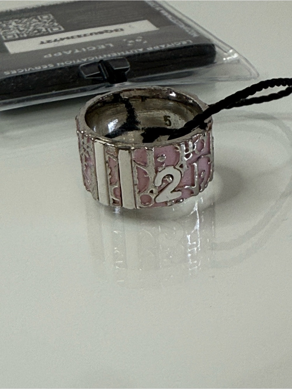 Christian Dior Pink Enamel Oblique Trotter Ring